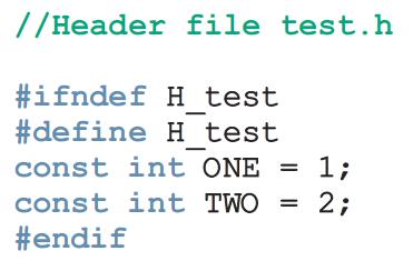 MULTIPLE INCLUSIONS OF A HEADER FILE #ifndef H_test means if not defined H_test #define H_test means