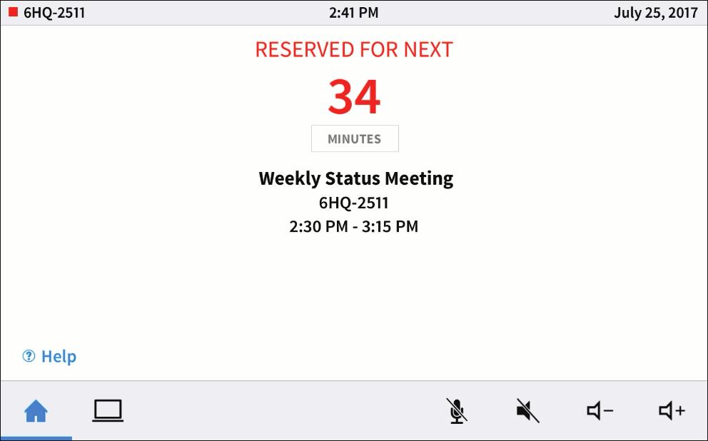 Hme Screen (Rm Reserved) Reserving a Meeting frm the Hme Screen Use the