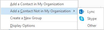 Organization Create a New Group Display Options This person is an IU employee This person is employed outside of IU Select if the contact is a Lync