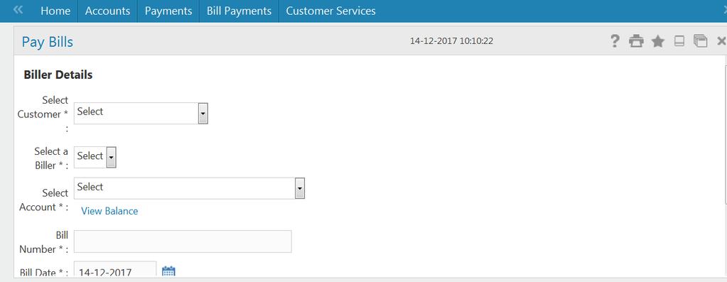 Figure 19: Pay Bills page 5- Customer Services: This option consists of the flowing sub-options (Figure 20).