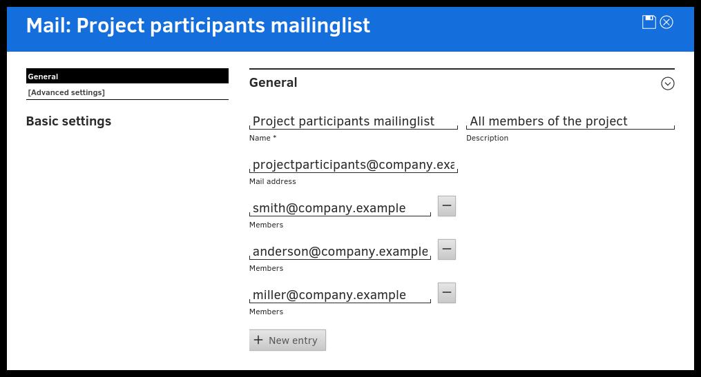 Management of mailing lists 3.3. Management of mailing lists Mailing lists are used to exchange e-mails in closed groups. Each mailing list has its own e-mail address.