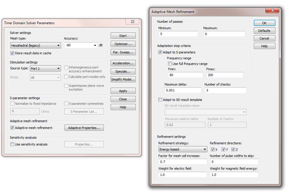 Adaptive Mesh Settings Figure 3 shows the dialog screen for adaptive mesh settings.