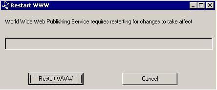 For Windows 2008 & Windows 2012 deployments For Windows 2003 deployments Click Ok When complete the configuration will prompt for the World Wide Web publishing service to be restarted.