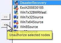 Removing the disaster recovery node Once the disaster recovery node has been restored, it will show as being down in the Node Manager window.