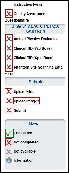 If you choose upload submission, please be aware that you will be required to upload both clinical and phantom images (if applicable), and any supporting documents required in the online testing