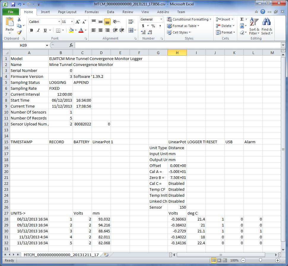 83 6.4 MTCM LOGGER SAMPLE DATA FILE The following is how the