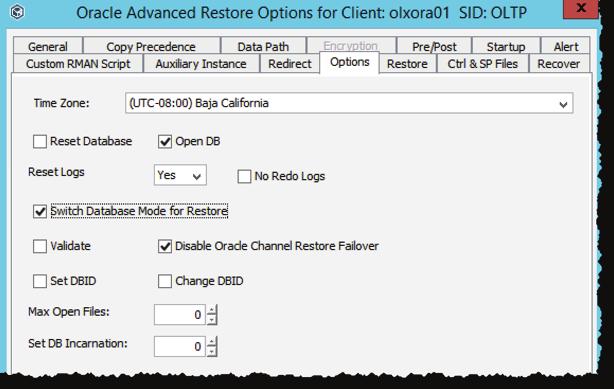 We then selected Switch Database Mode for Restore under the Options tab in Advanced options. FIGURE 26.