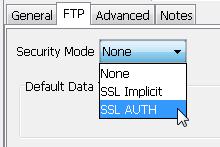 Select the FTP tab. Select SSL AUTH in the Security Mode pull-down menu. Then select Apply. 2. Select the Mailbox folder in the Tree Pane. 3.