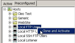 1.5 Activate an FTP Server (Local FTP Users) Check the Active tab to see if the Local FTP Users node has been activated. If yes, skip the following step.