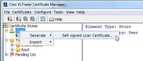 To generate a self-signed user certificate,