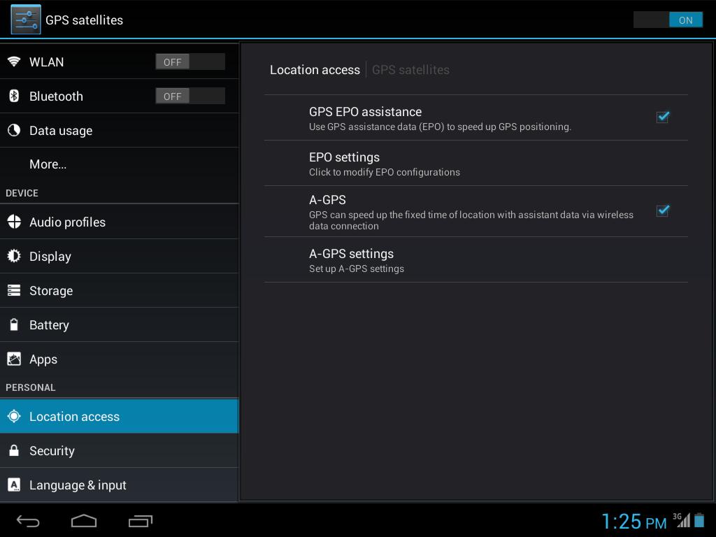 Settings (Cont.) Personalisation Location access Use this menu to enable or disable Location options.