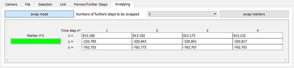 3.6 Swapping Tab "Swapping" The swapping tab allows the user to swap two points coordinates with how many steps he wants. To start the swapping mode, the user has to click on the button "swap mode".
