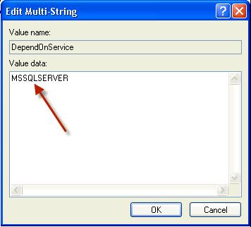 Installing Pro-Watch - Final Steps f. In the Edit Multi-String dialog box, enter MSSQLSERVER in the Value Data field. g. Click OK and exit the Registry Editor.