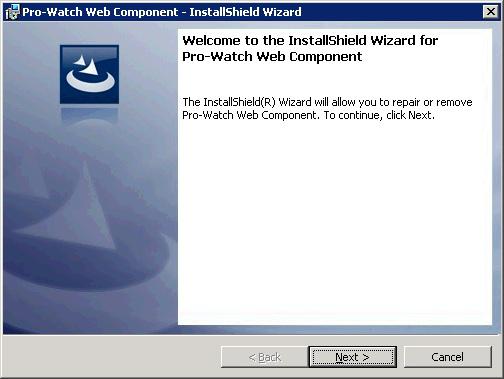 The Process takes several minutes and displays the welcome installation wizard to repair/ Remove the Web