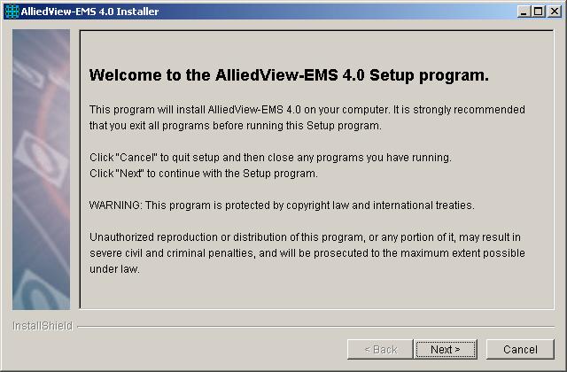 2003. The next window will be displayed if the installer has