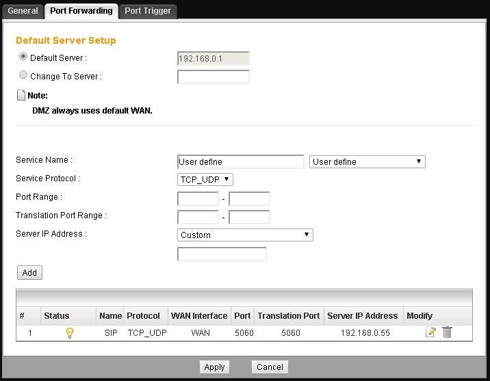 Chapter 12 NAT Figure 76 Network > NAT > Port Forwarding The following table describes the labels on this screen.