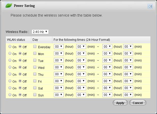 Chapter 4 Easy Mode Figure 23 Power Saving The following table describes the labels on this screen.