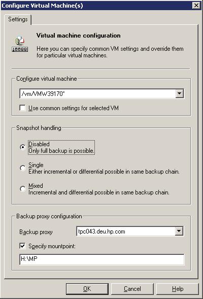 Figure 22: Configuring virtual machines and their backup proxy settings VCBimage backup method For the VCBimage backup method, you need to have at least one backup proxy system configured in your