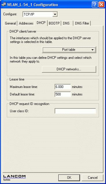 Nastavitve DHCP