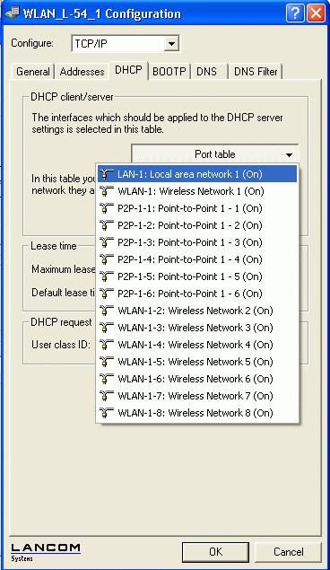 Nastavitve DHCP strežnika 4 Izberemo Port table, kjer lahko določimo, na katerih