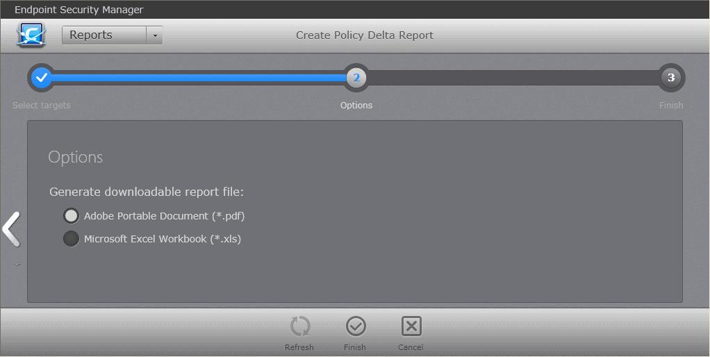 Select the endpoint(s) for which you wish to generate the Policy Delta report. You can select only the endpoints with 'Non-Compliant' status.