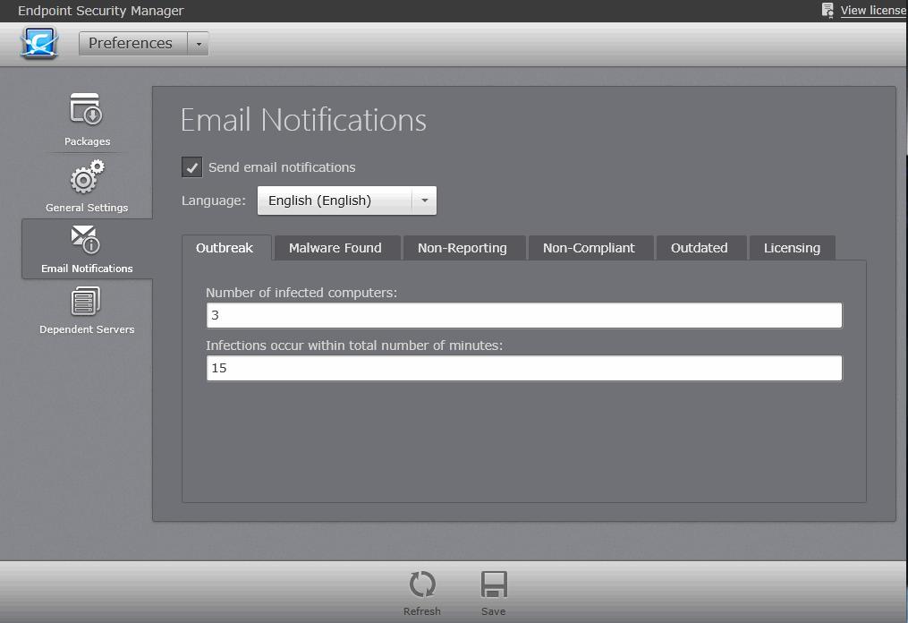 To enable automated email notifications select the 'Send email Notifications' check box.