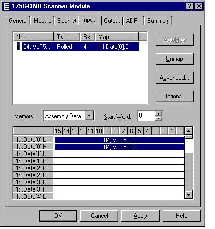 Configuring the VLT 5000 with RS Networx Double click on the VLT 5000. Click on EDS I/O default. Here is shown that VLT 5000 support Polled I/O.