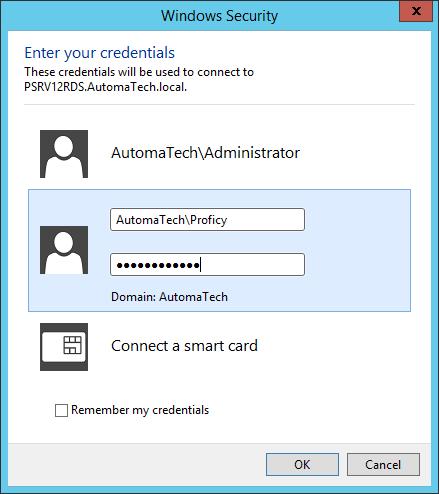 STEP 42: Enter the credentials for the Proficy User that was created in the earlier steps at the