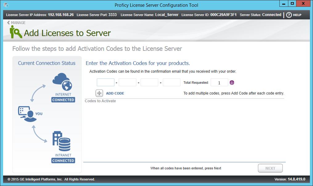 STEP 13: Click the Add Licenses to Server button in the Manage Licenses section.
