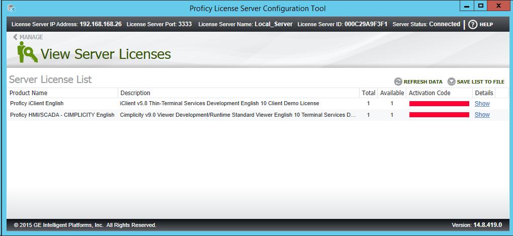 You will notice each license status is shown as Available, they are now ready to be assigned to the License Client.