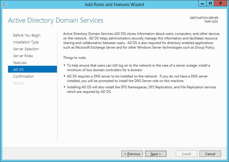 STEP 6: Add the Active Directory Domain Services Role from the Server Roles list and click Next.
