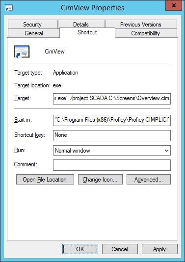STEP 9: In order connect to your SCADA server you will need to properly qualify the Points with CimView. Right-click the CimView icon on the desktop open the Properties.