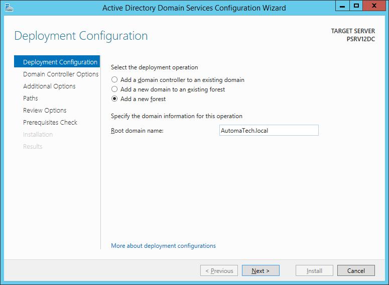 Click the Promote the Domain Controller link to launch the Active Directory Domain Services Configuration Wizard.