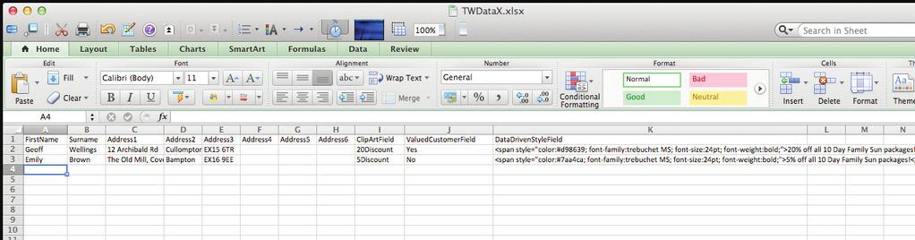 Creating the EXCEL FILE The Data Driven Style field is a bit more complicated and it helps to know some basic CSS - formatting code used by web sites.