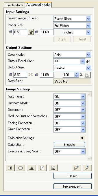 Advanced Mode Settings 3 Scanning Input Settings [Select Image Source] Selects where the document is placed ([Platen Glass] or [Document Feeder]).