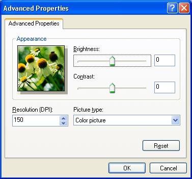 Advanced Properties The following screen shows the Advanced Properties tab in Windows XP.