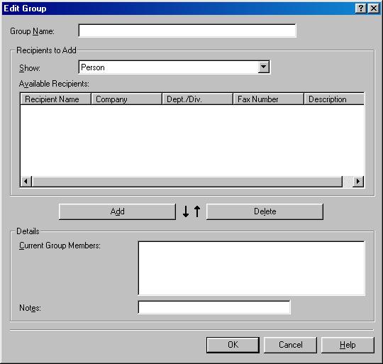Edit Group The [Edit Group] dialog box enables you to edit a group and its information in the Address Book.