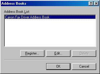 Address Books Clicking [Address Books] in the [Special] tab sheet opens the [Address Books] dialog box.