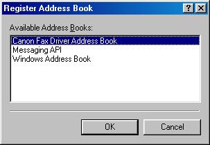 4 [Address Book List] [Register ] [Edit ] [Delete] Displays the list of the registered Address Books. Opens the [Register Address Book] dialog box. (See below.