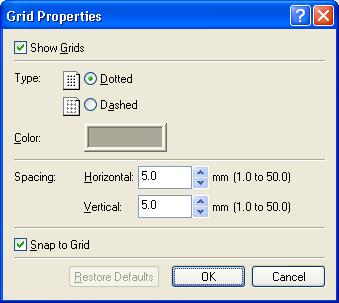 Specifying Grid Properties Follow the procedure below to specify the properties for the grid on the cover sheet, such as type, color, and spacing.