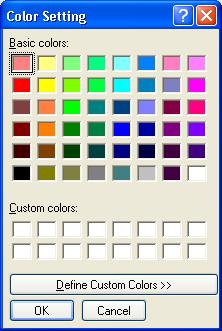 5 Select a color to use as the grid's basic color in the [Color Setting] dialog box. To select basic color: Select the color you want from [Basic colors].