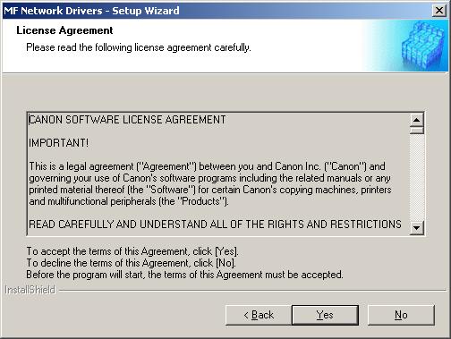 7 Read the contents of the [License Agreement], then click [Yes].