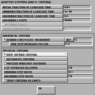 Description of the New Functionalities Automatic Time Stepping Scheme Enhancements 27 can be optionally specified with AUTO STEP, and, in coupled problems, AUTO STEP controls the time step based on