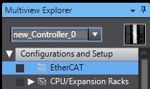 9 Double-click EtherCAT under Configurations and Setup in