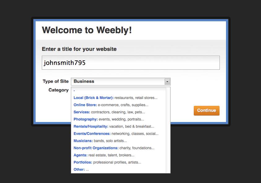 You are going to need a name for your site. this will be what shows in the browser when people visit so pick something relevant.