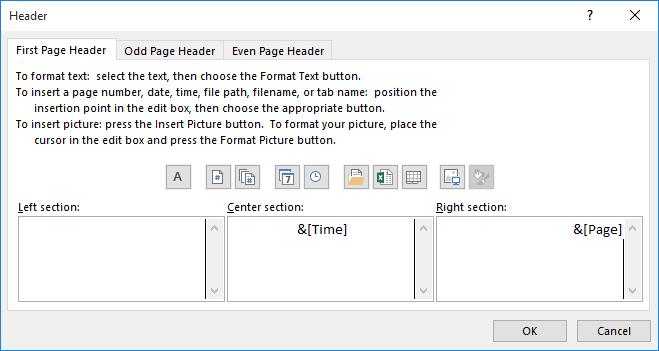 These enable you to enter specific text or images to create unique customized headers and footers.