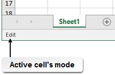 Microsoft Office Excel 2016: Part 1 13 Ready mode tells you a cell is selected and that it is waiting for you to interact with it. Enter mode activates once you start typing data into a cell.