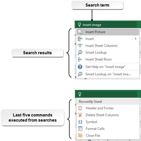 18 Microsoft Office Excel 2016: Part 1 keystroke will update the results on-the-fly, so the more information you provide in your search, the more likely Tell Me is to show you what you're looking for.