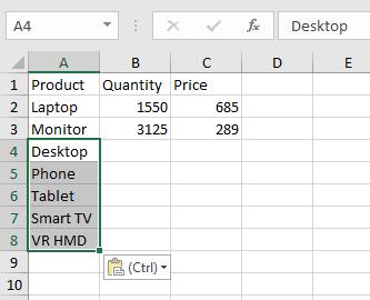 Microsoft Office Excel 2016: Part 1 39 e) Ensure that the new product names appear in the worksheet. f) Select your text editor's icon on the taskbar to switch back to the Future Products.