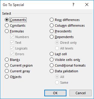 Microsoft Office Excel 2016: Part 1 89 The Go To Special Dialog Box The Go To Special feature is far more powerful than the Go To feature.